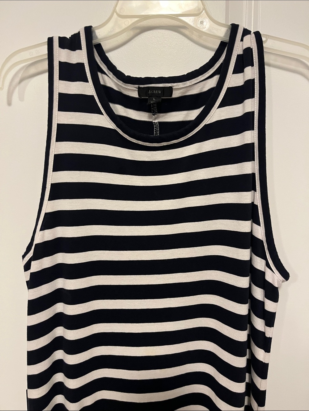 J. Crew Navy and White Striped High-Low Tank
